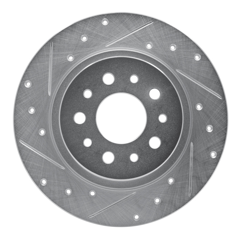 Fiat 500L Brake Rotor (1) - Rear Left - R1 Concepts - Drilled & Slotted - Silver - `14-`19
